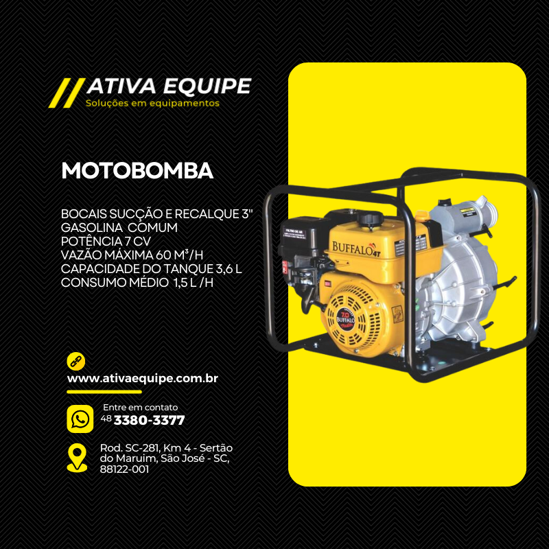 Motobomba 3" Autoescorvante - Ativa Equipe