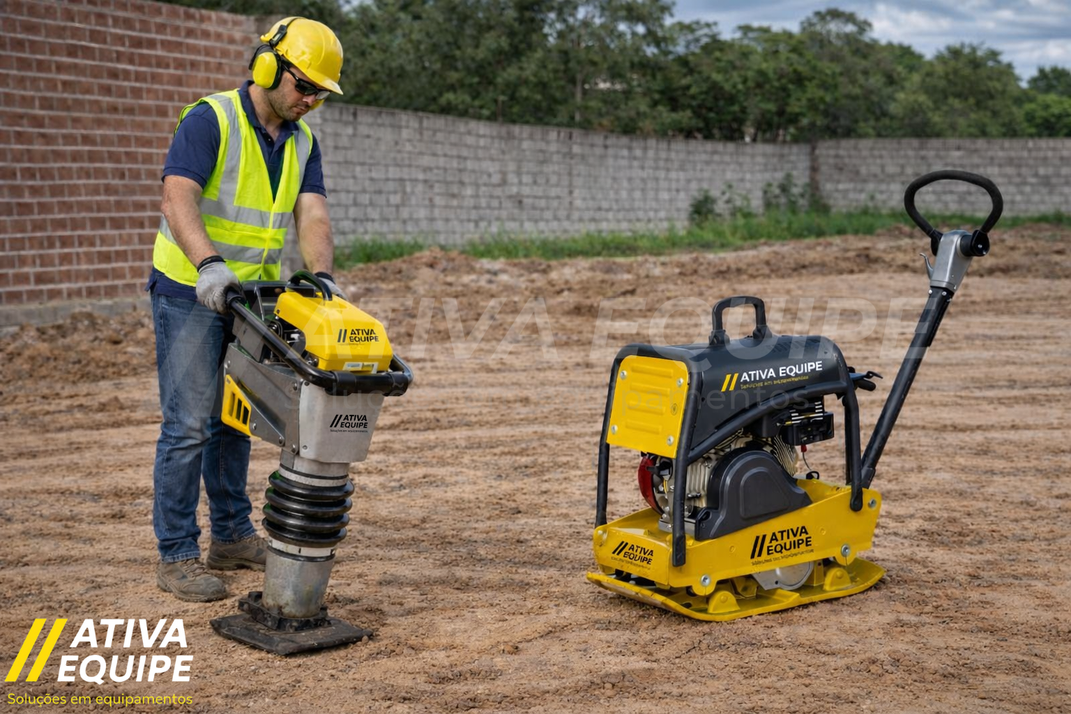 Preparação e compactação do solo antes de iniciar uma obra